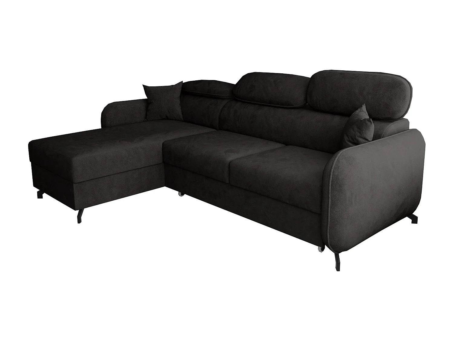 AX LIVING Ecksofa mit Schlaffunktion Ribella 5L-Form 265 Samt Grafit L
