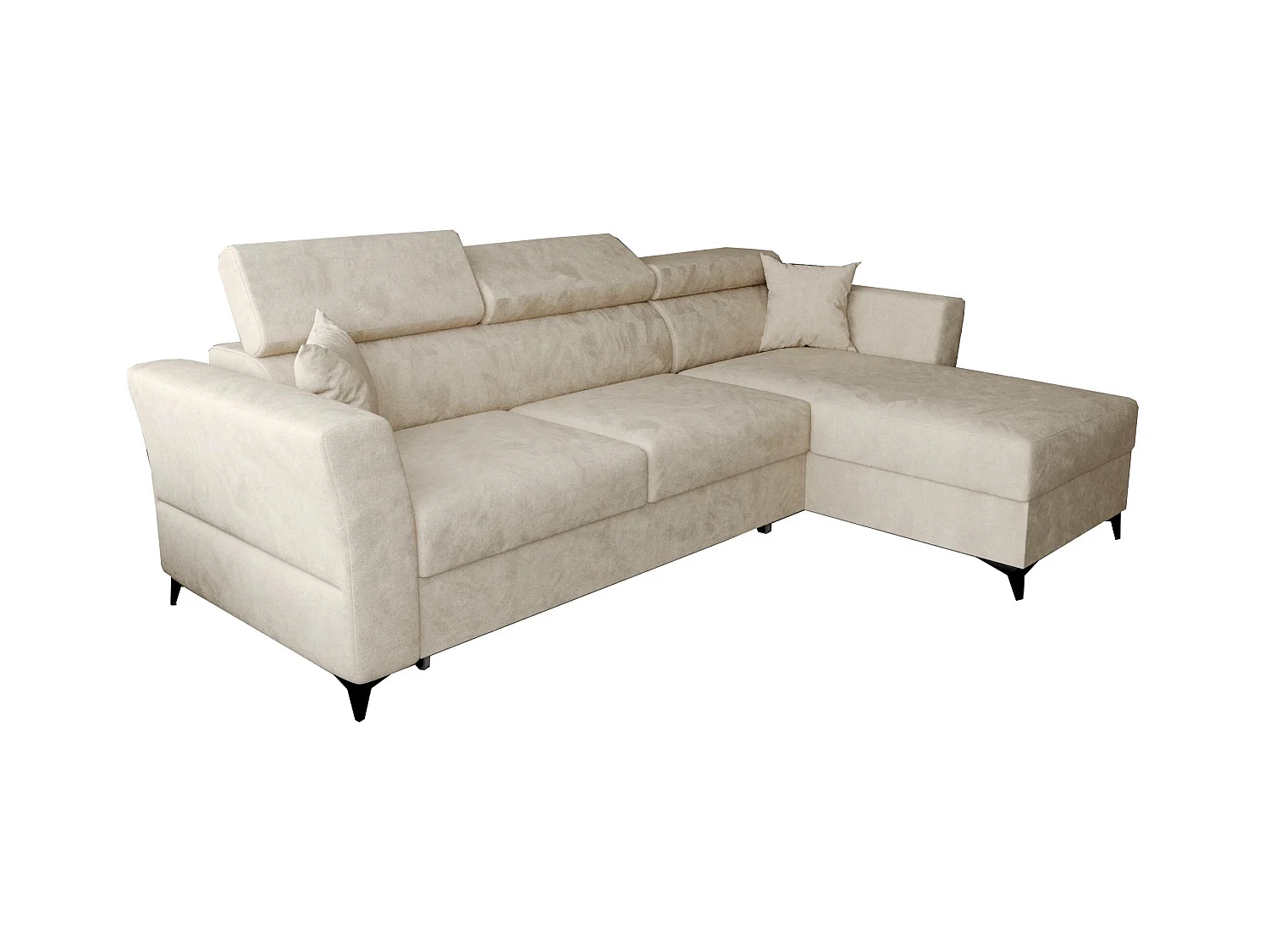 AX LIVING Ecksofa klein mit Schlaffunktion Ribella – 265 cm, Beige R