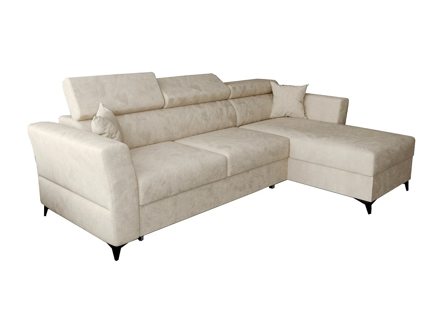 AX LIVING Ecksofa klein mit Schlaffunktion Ribella – 265 cm, Beige R
