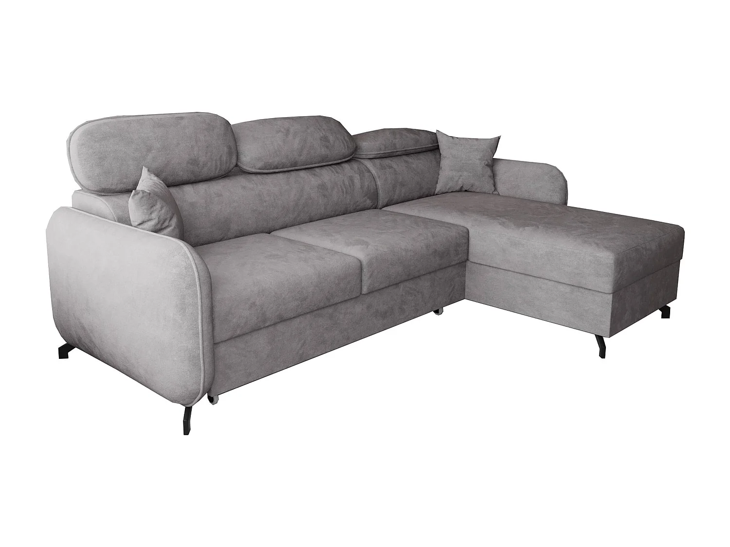 AX LIVING Hoekbank L vorm Ribella 265 cm in Grijs met Bedfunctie R