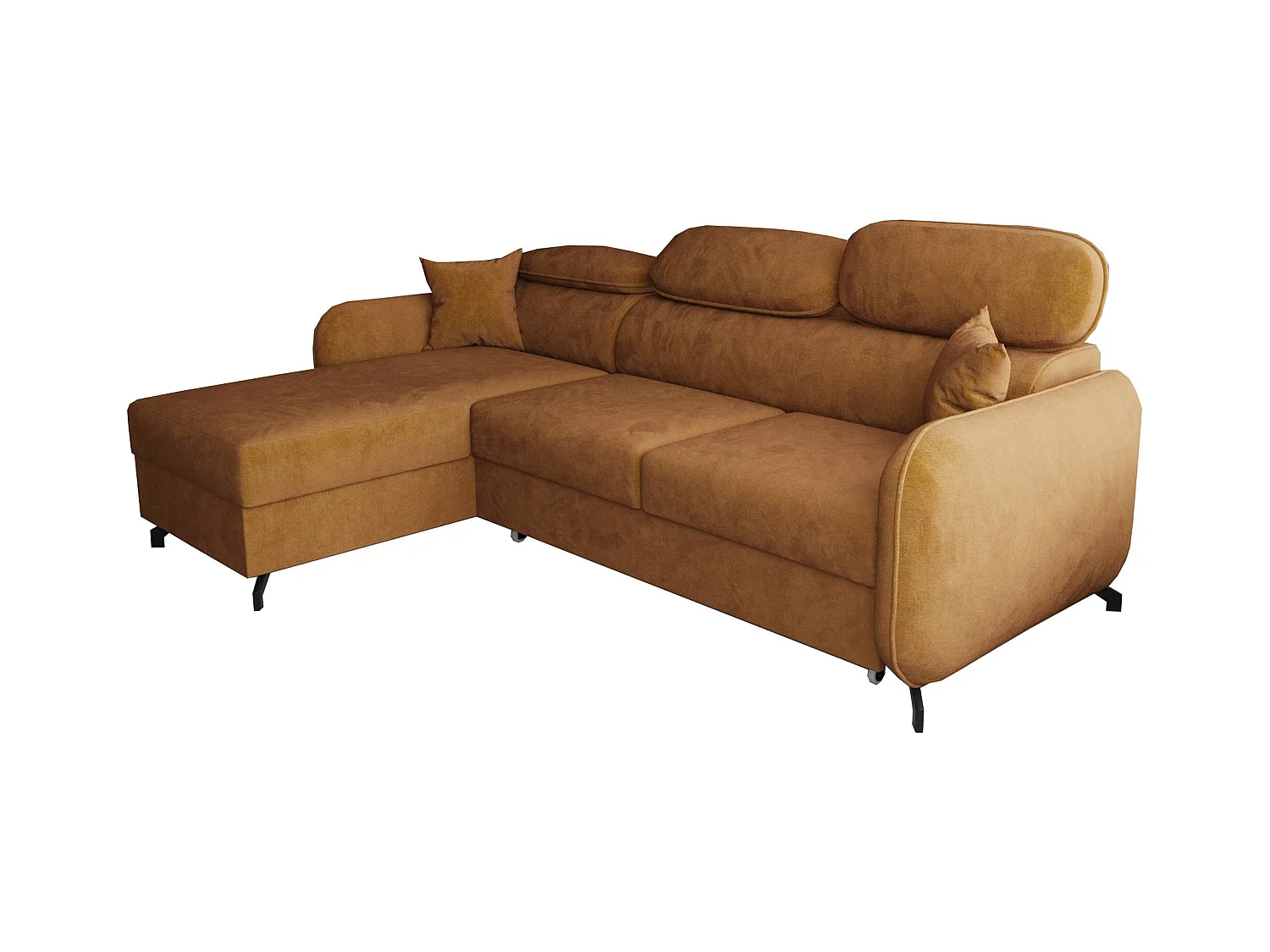 AX LIVING Hoekbank L vorm Ribella 265 cm in Amber met Slaapfunctie L