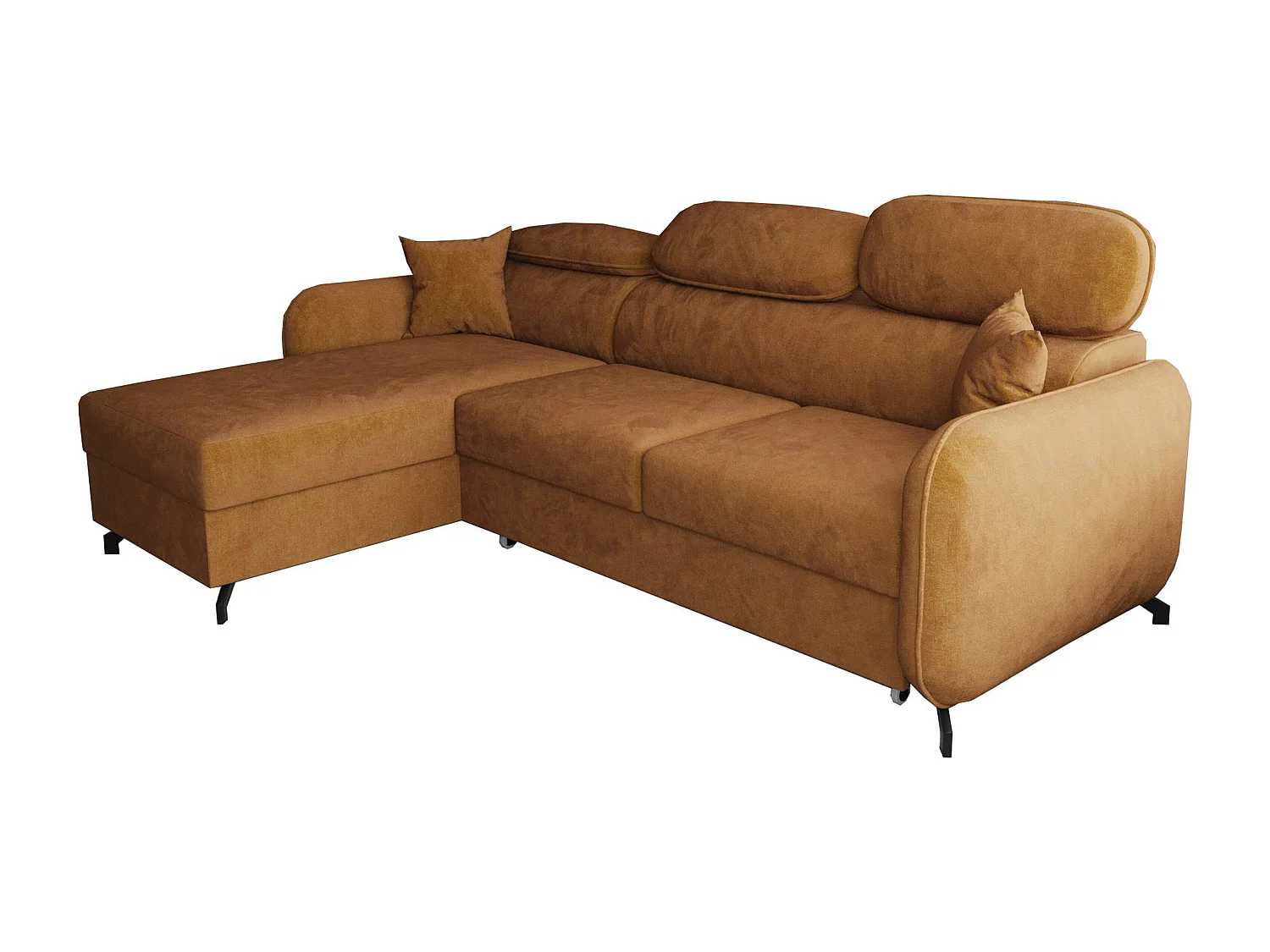 AX LIVING Hoekbank L vorm Ribella 265 cm in Amber met Slaapfunctie L