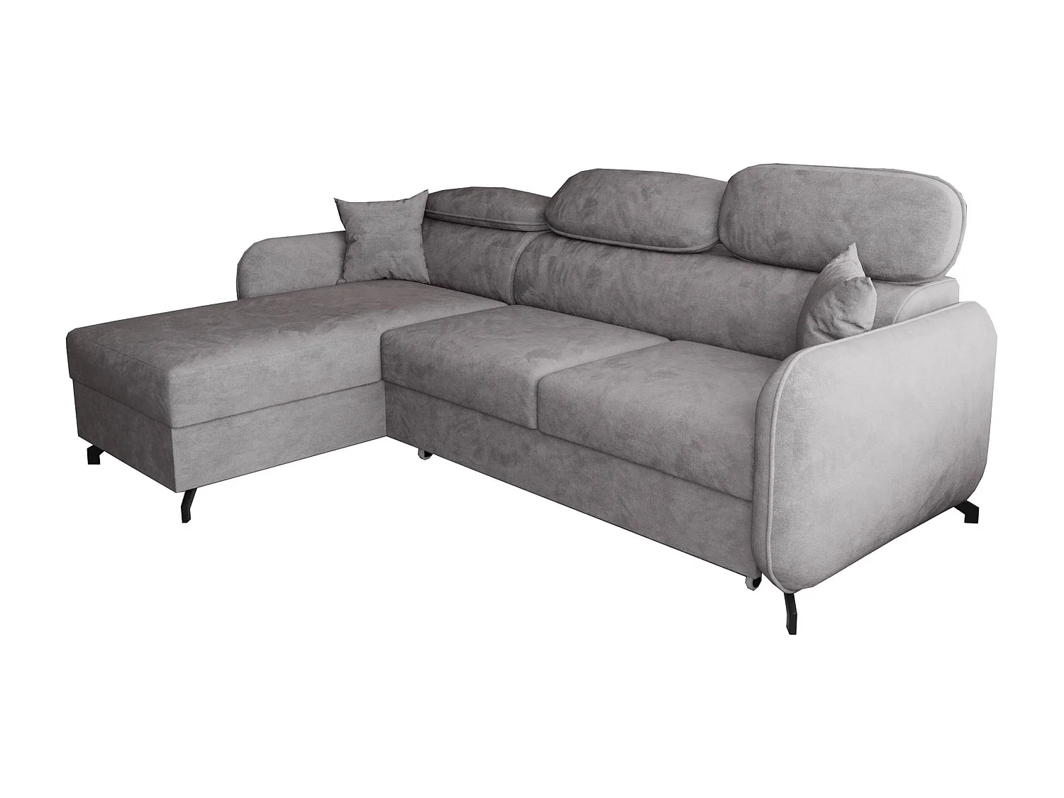 AX LIVING Ecksofa mit Schlaffunktion Ribella 5 L-Form 265 Samt Grau L