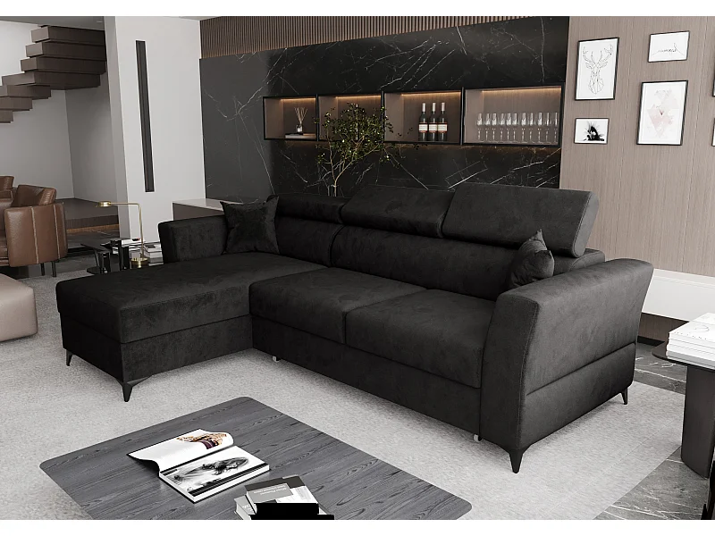 AX LIVING Ecksofa klein Schlaffunktion Ribella 265cm Grafit L-Form L