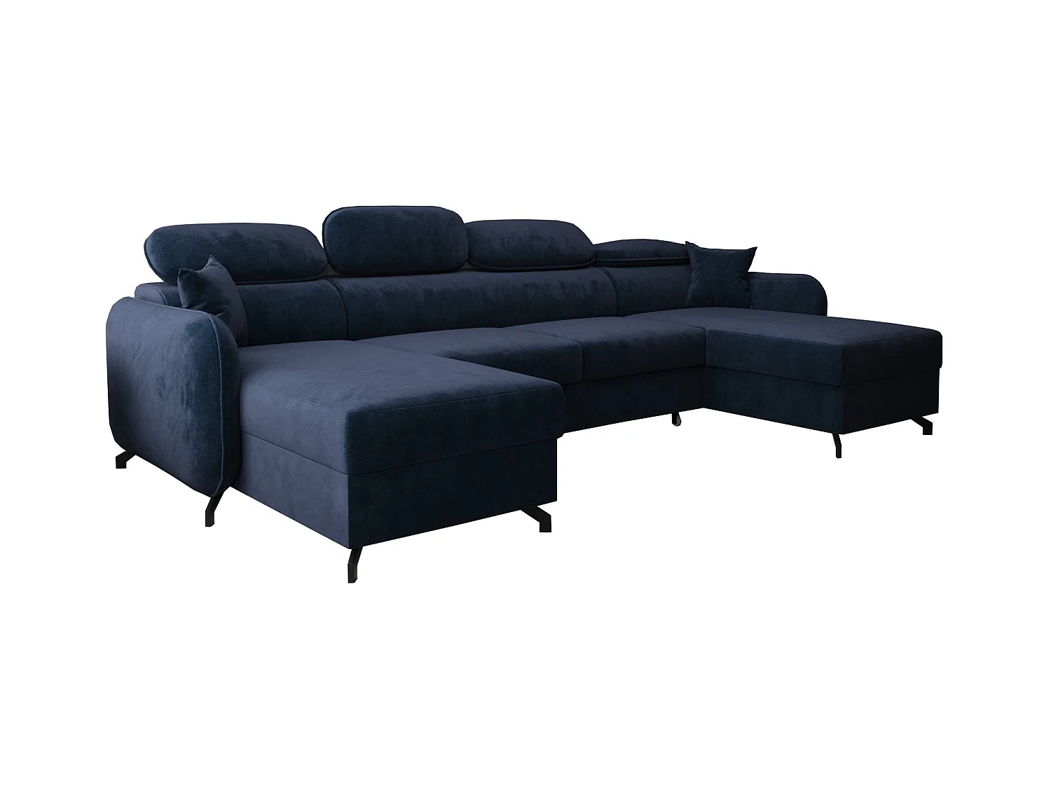 AX LIVING Hoekbank U vorm Ribella 345 cm in Marineblauw met Bedfunctie