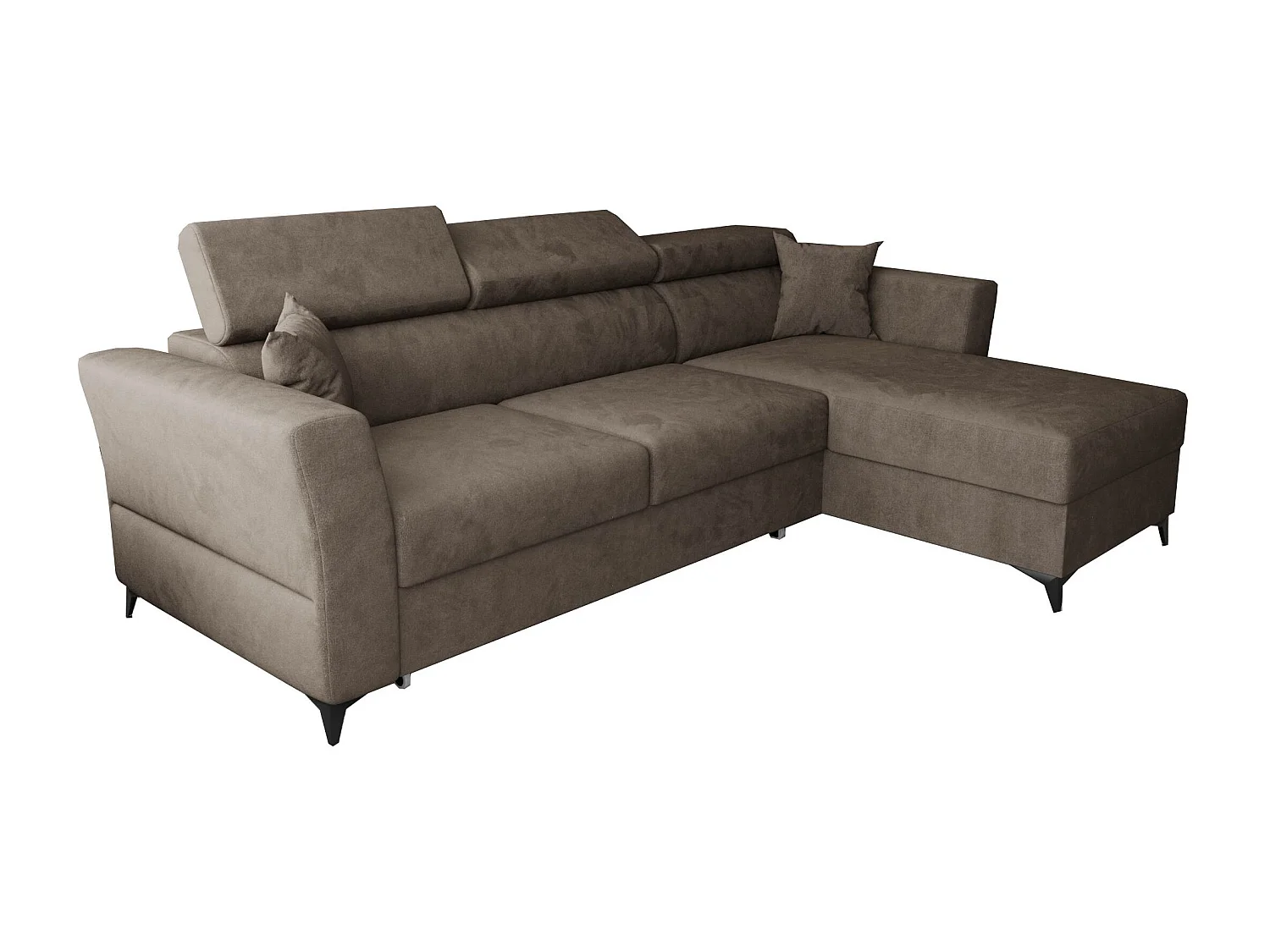 AX LIVING Hoekbank Ribella 265 cm bruin met slaapfunctie & opberging R