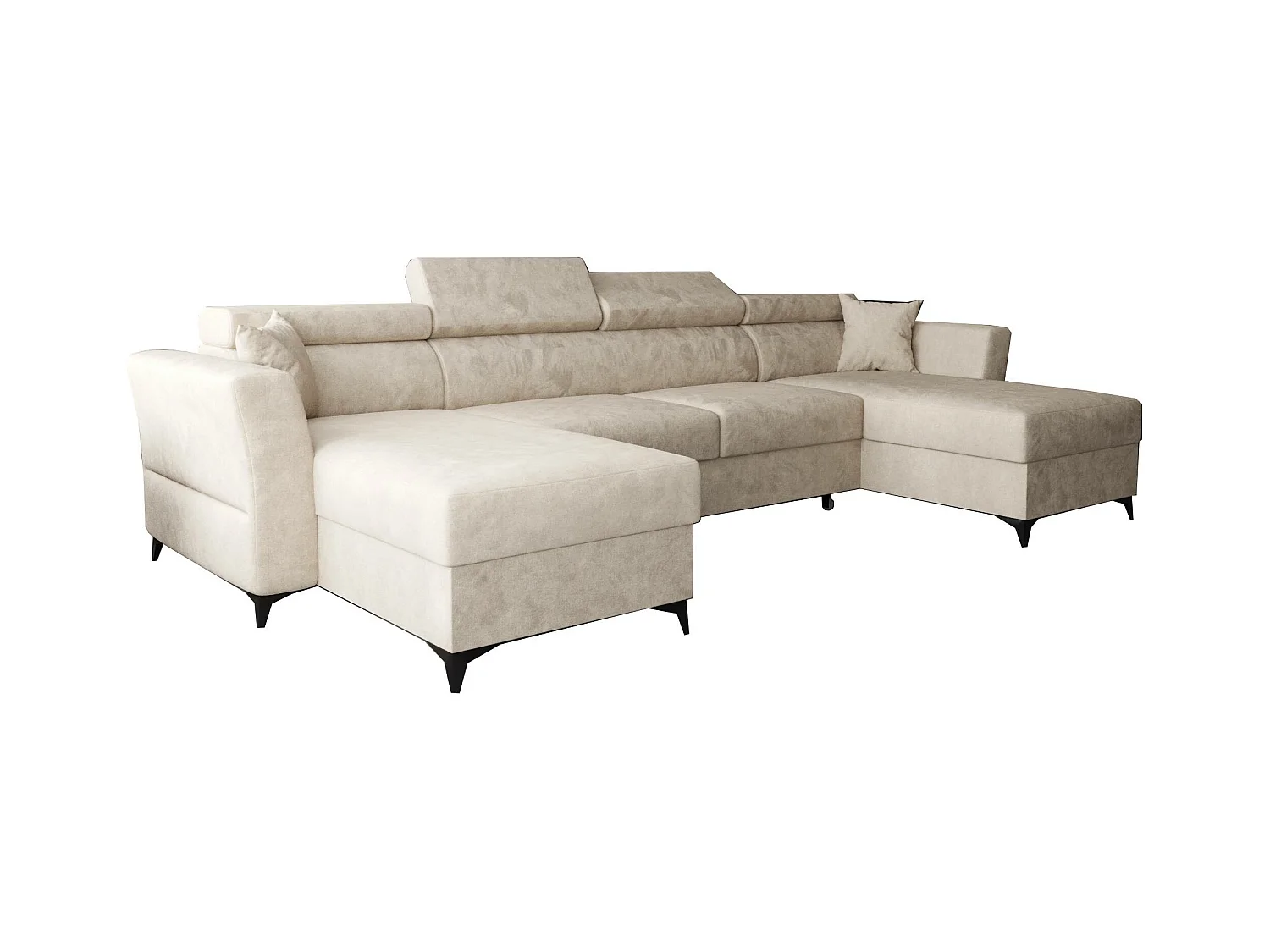 AX LIVING Ecksofa klein mit Schlaffunktion Ribella 345 cm Creme U-Form