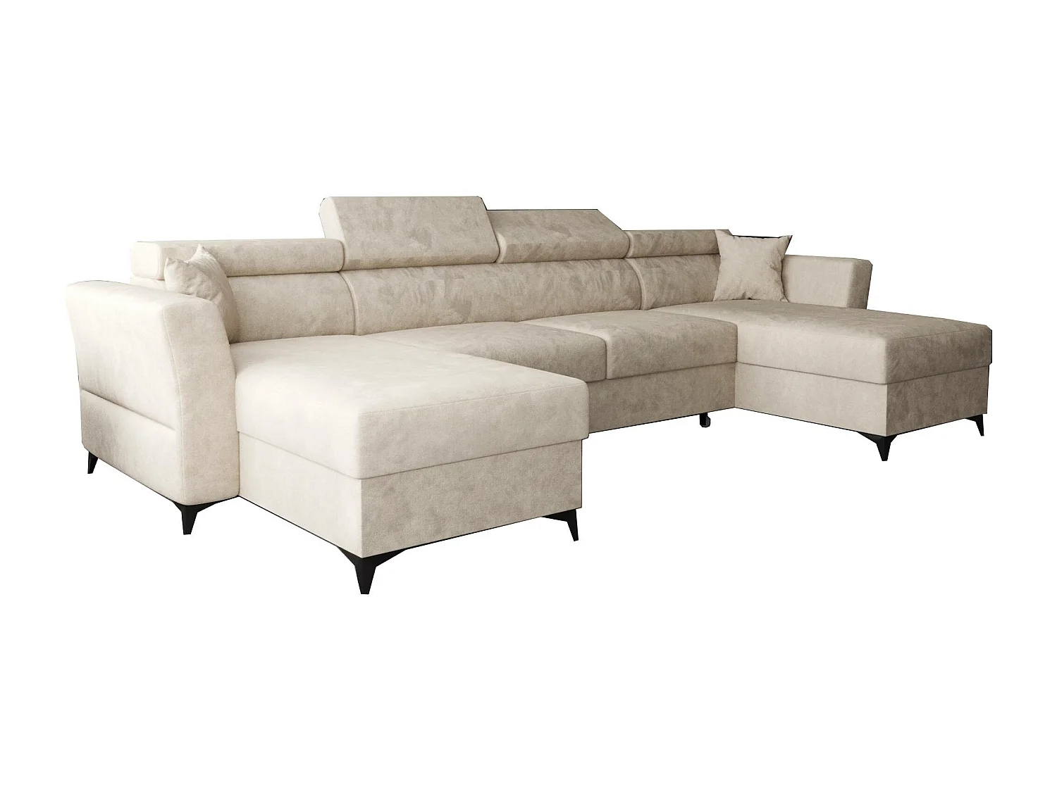 AX LIVING Ecksofa klein mit Schlaffunktion Ribella 345 cm Creme U-Form