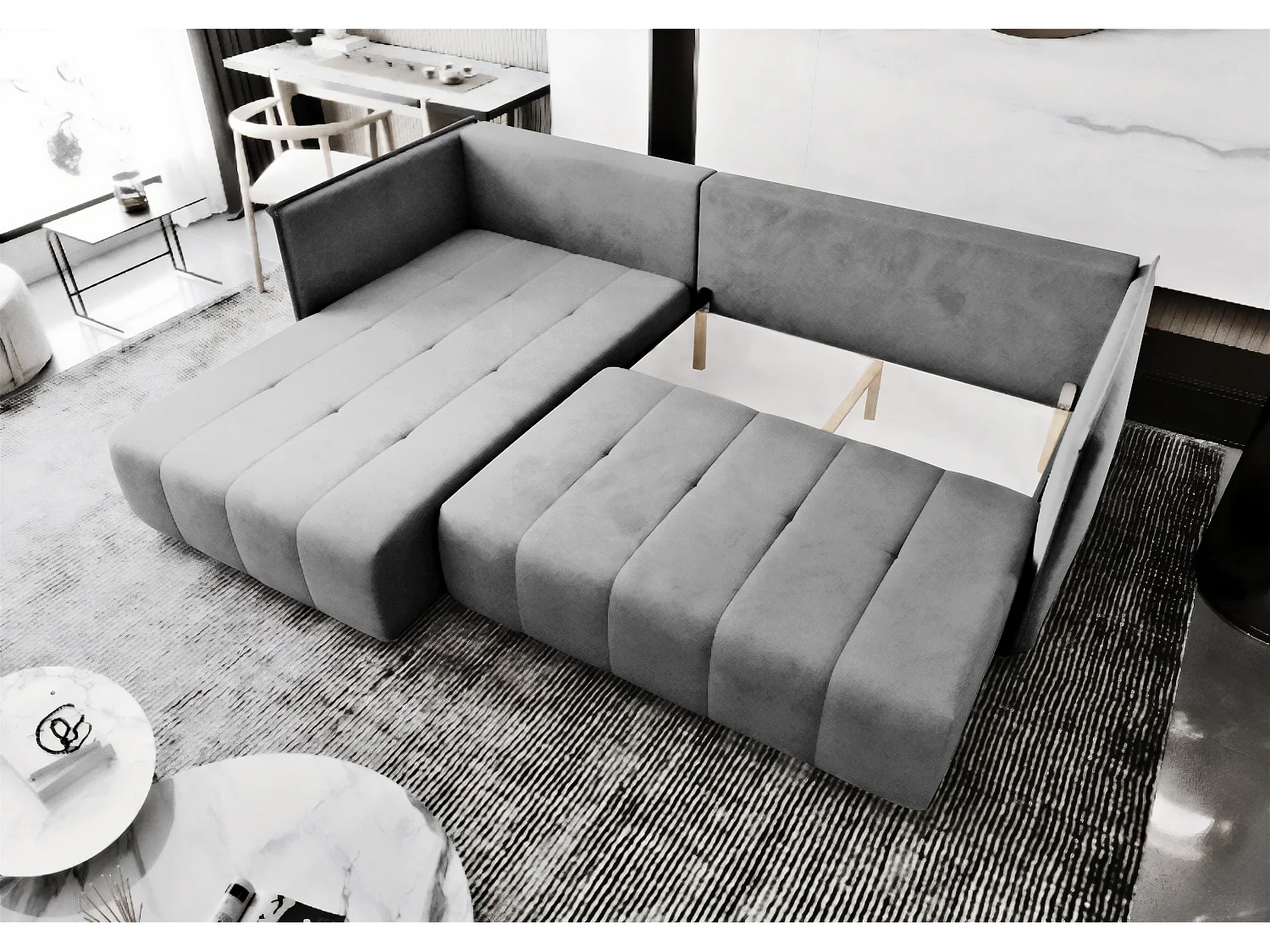 AX LIVING Hellbraun Ecksofa mit Schlaffunktion Florinna 248 cm L-Form