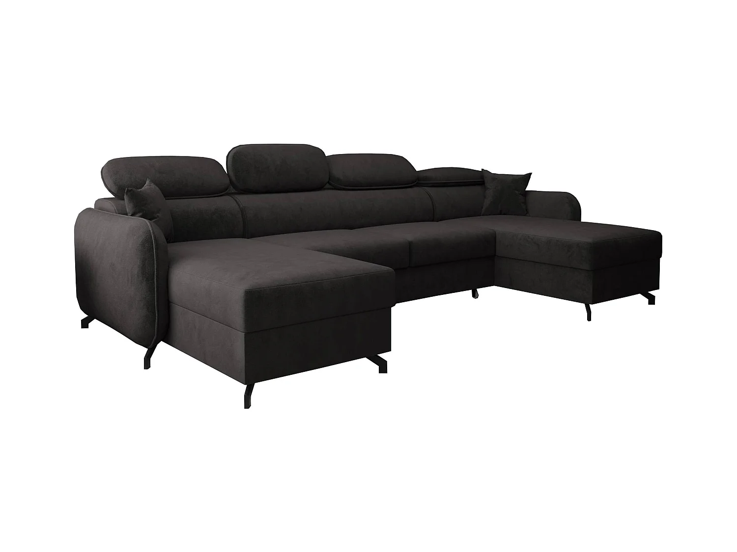 AX LIVING Ecksofa mit Schlaffunktion Ribella 5 U 345cm, Samt in Grafit