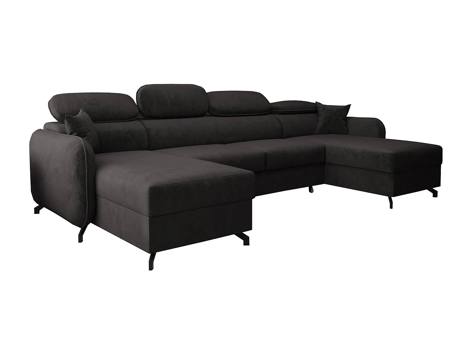 AX LIVING Ecksofa mit Schlaffunktion Ribella 5 U 345cm, Samt in Grafit