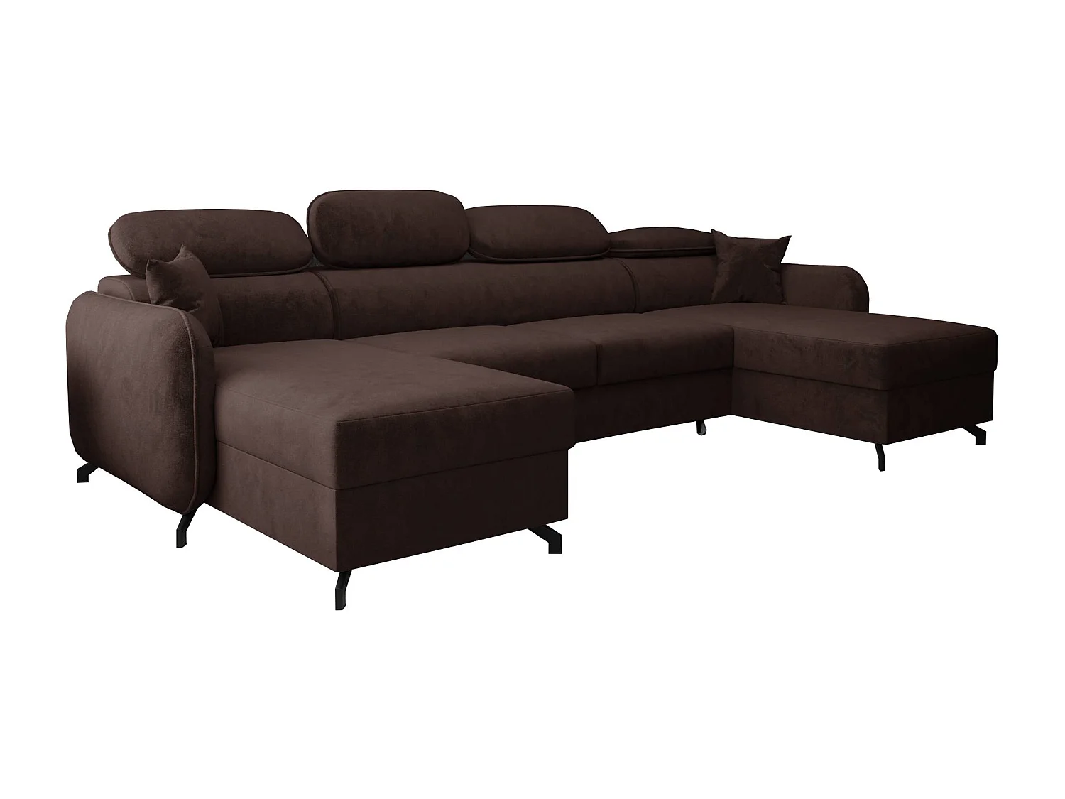 AX LIVING Hoekbank U vorm Ribella 345 cm in Chocolade met Bedfunctie