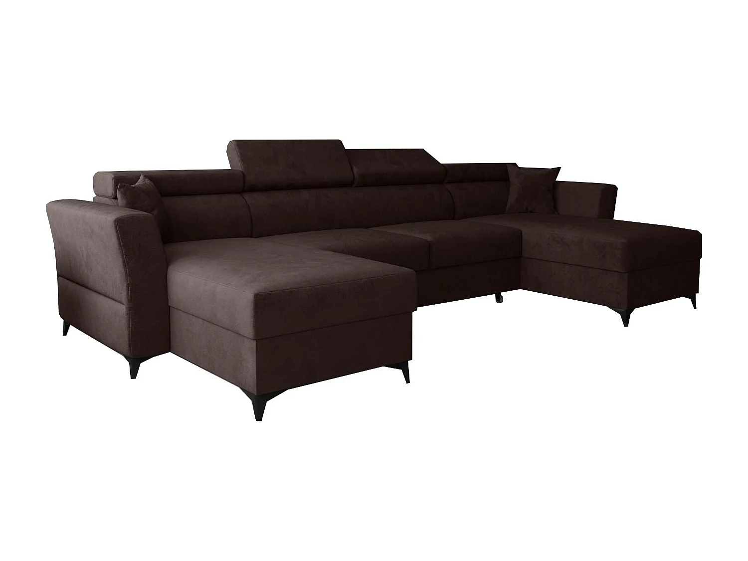 AX LIVING Ecksofa klein mit Schlaffunktion Ribella 345 cm Braun U-Form