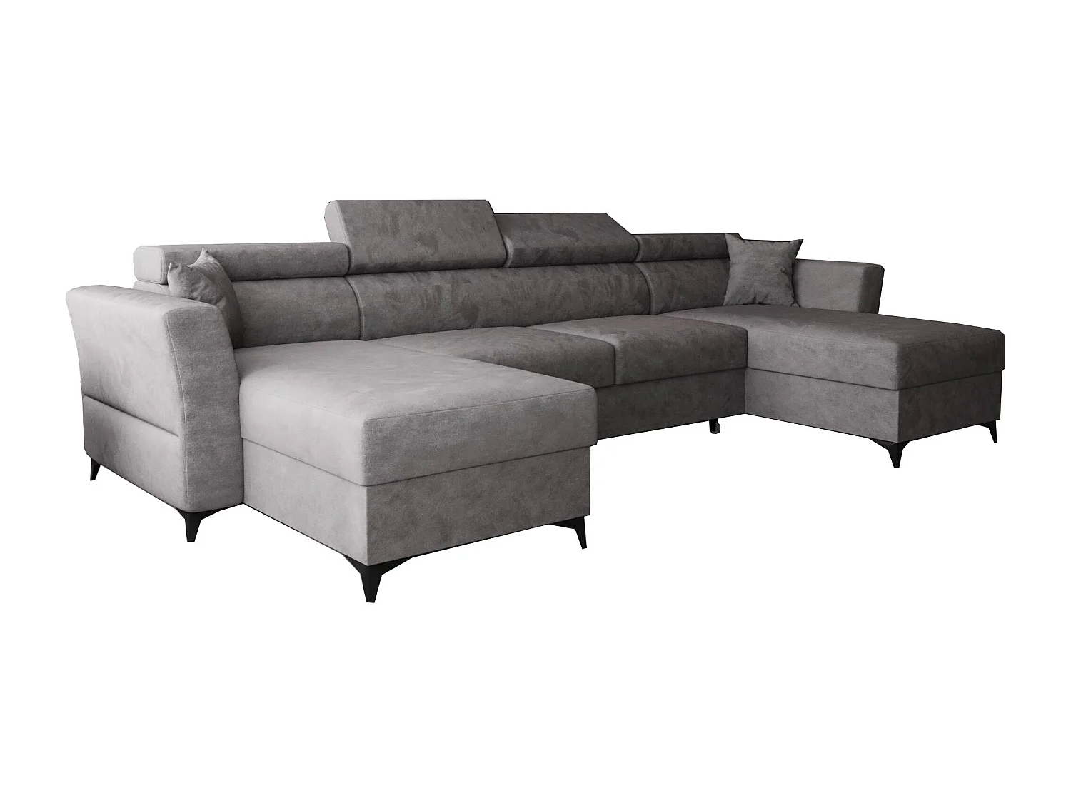 AX LIVING Hoekbank U vorm Ribella 345 cm – grijs met slaapfunctie