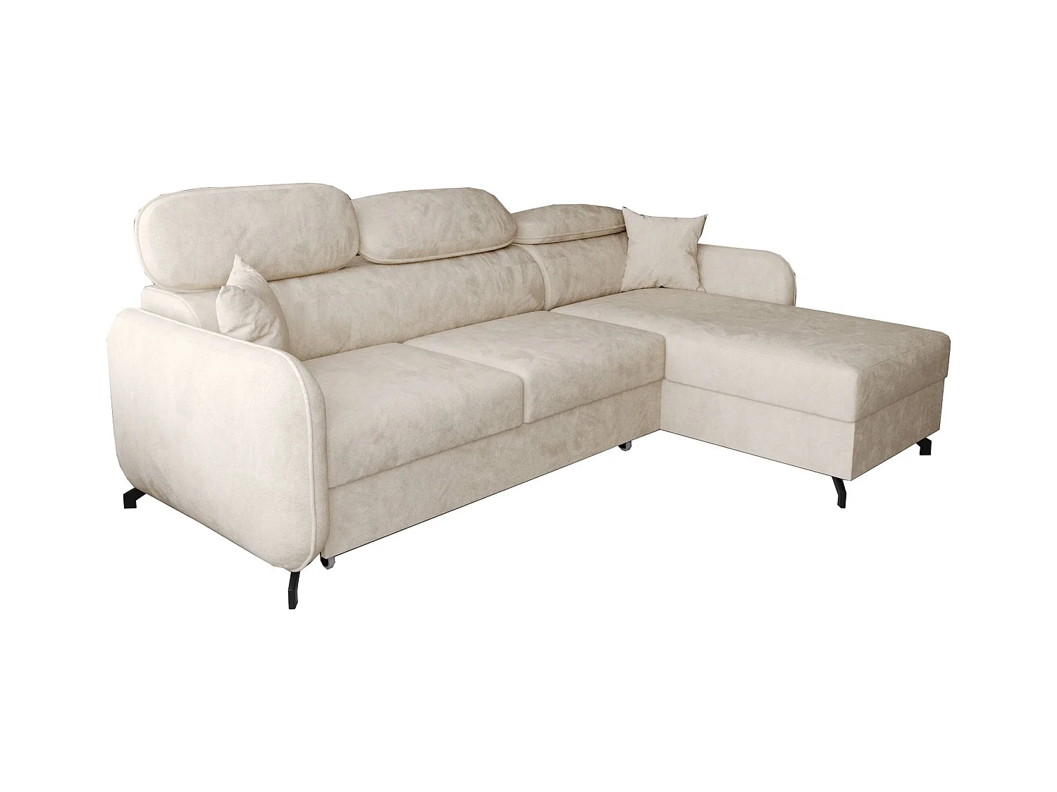 AX LIVING Hoekbank L vorm Ribella 265 cm in Beige met Slaapfunctie R