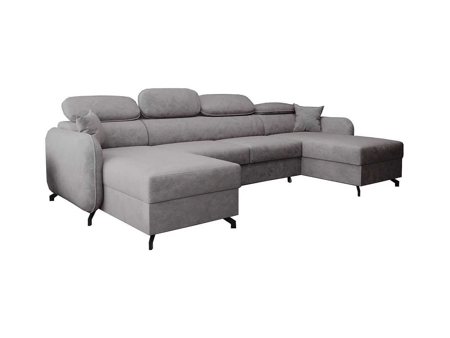 AX LIVING Ecksofa mit Schlaffunktion Ribella 5 345cm Grau U Bettkasten