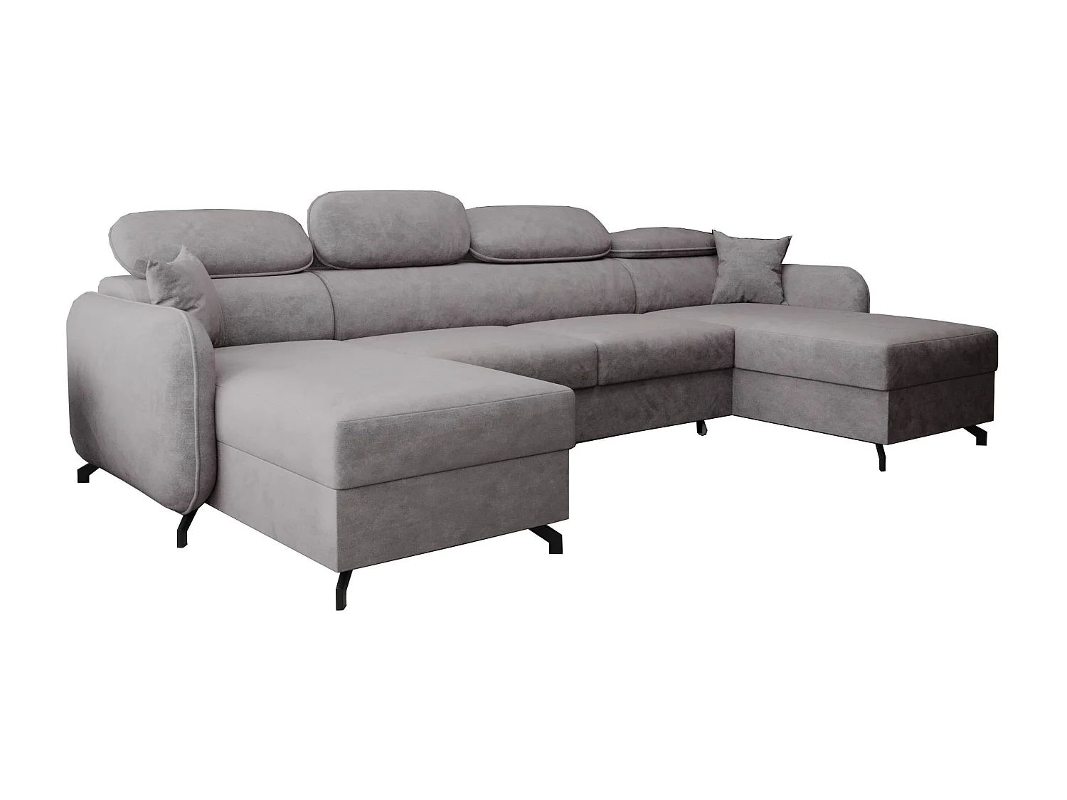 AX LIVING Ecksofa mit Schlaffunktion Ribella 5 345cm Grau U Bettkasten