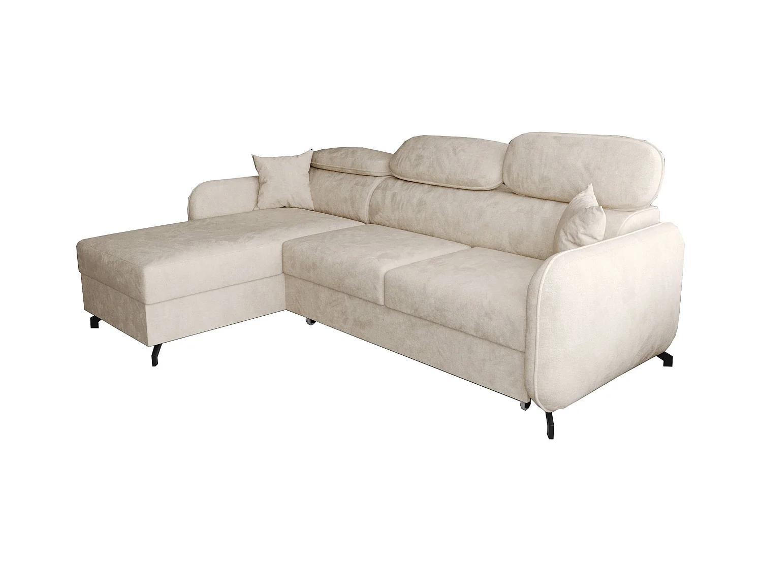 AX LIVING Hoekbank L vorm Ribella 265 cm in Beige met Slaapfunctie L