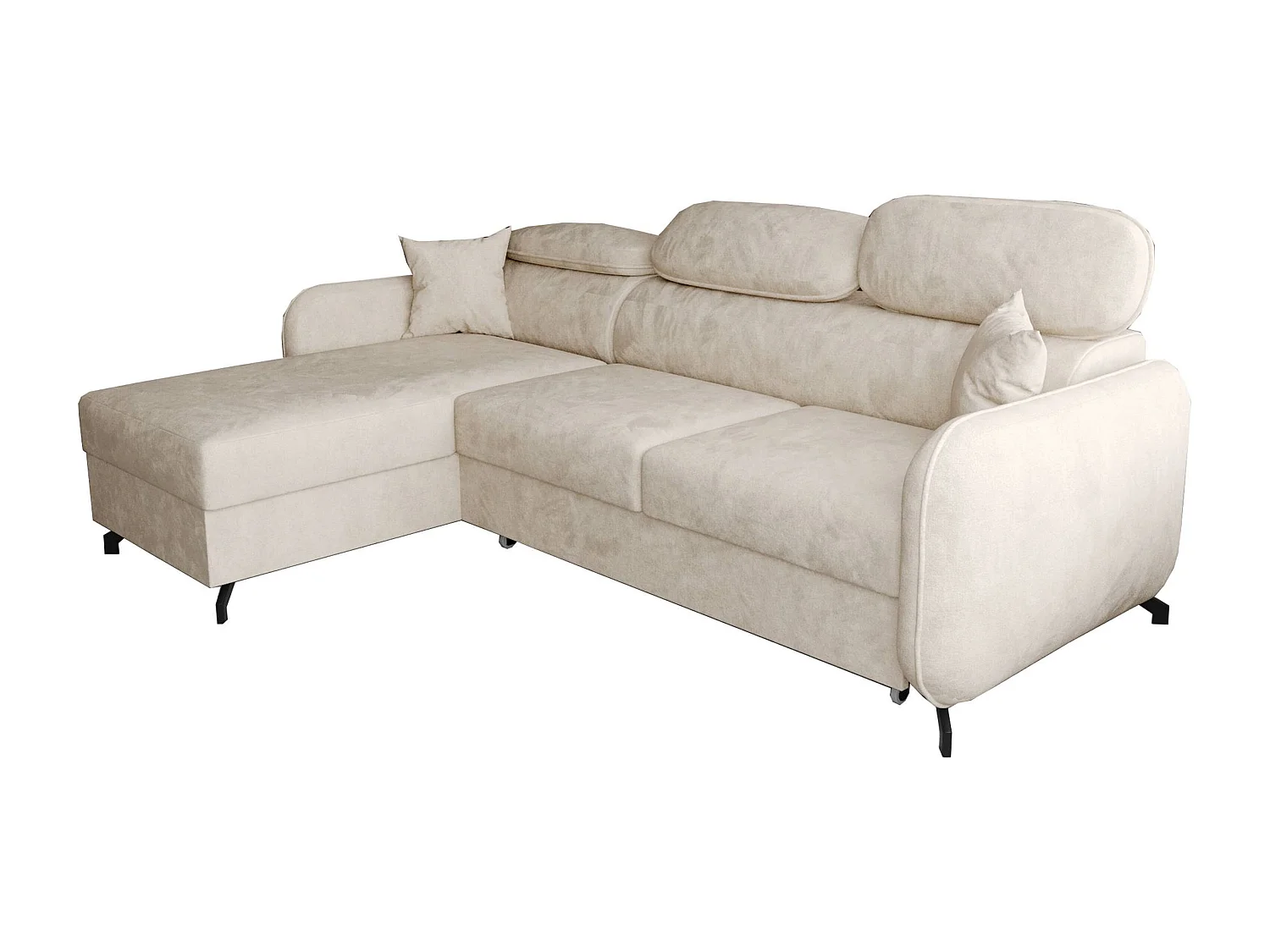 AX LIVING Hoekbank L vorm Ribella 265 cm in Beige met Slaapfunctie L