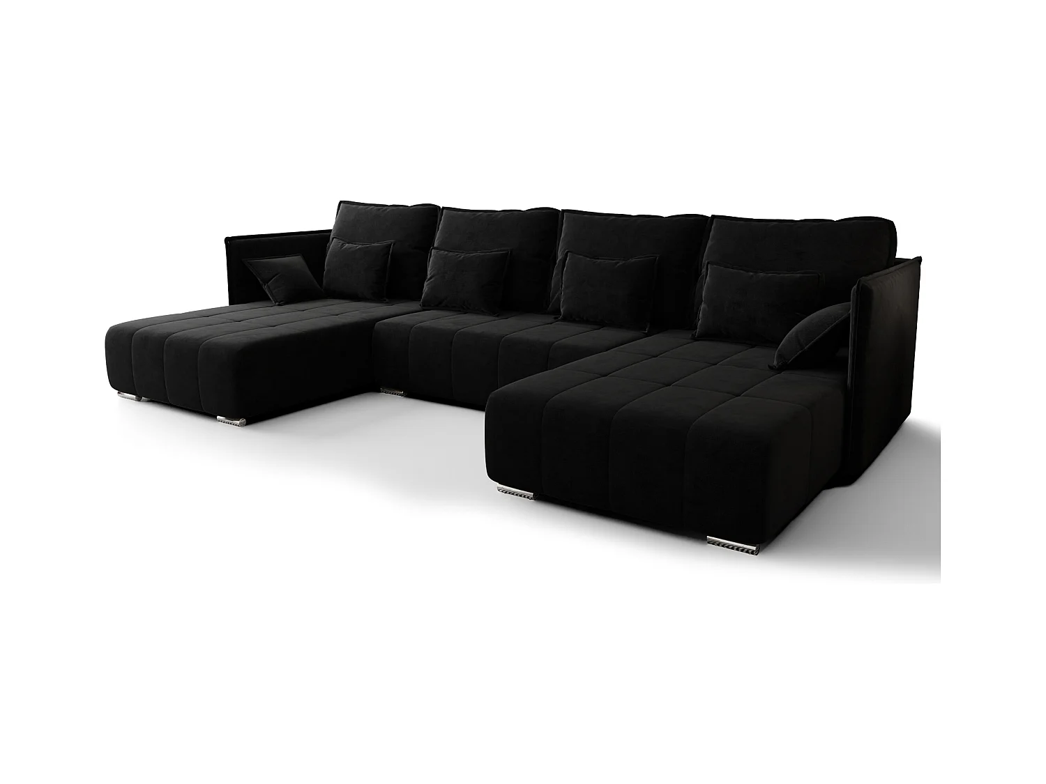 AX LIVING Schwarze Ecksofa mit Schlaffunktion Florinna 345cm U