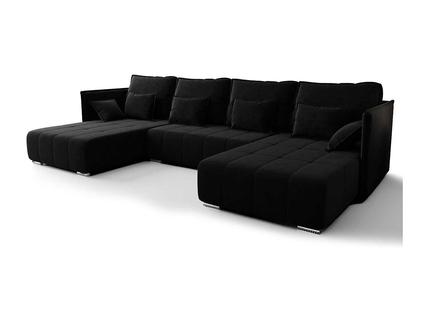 AX LIVING u vorm bank Florinna 345 cm – zwart met slaapfunctie