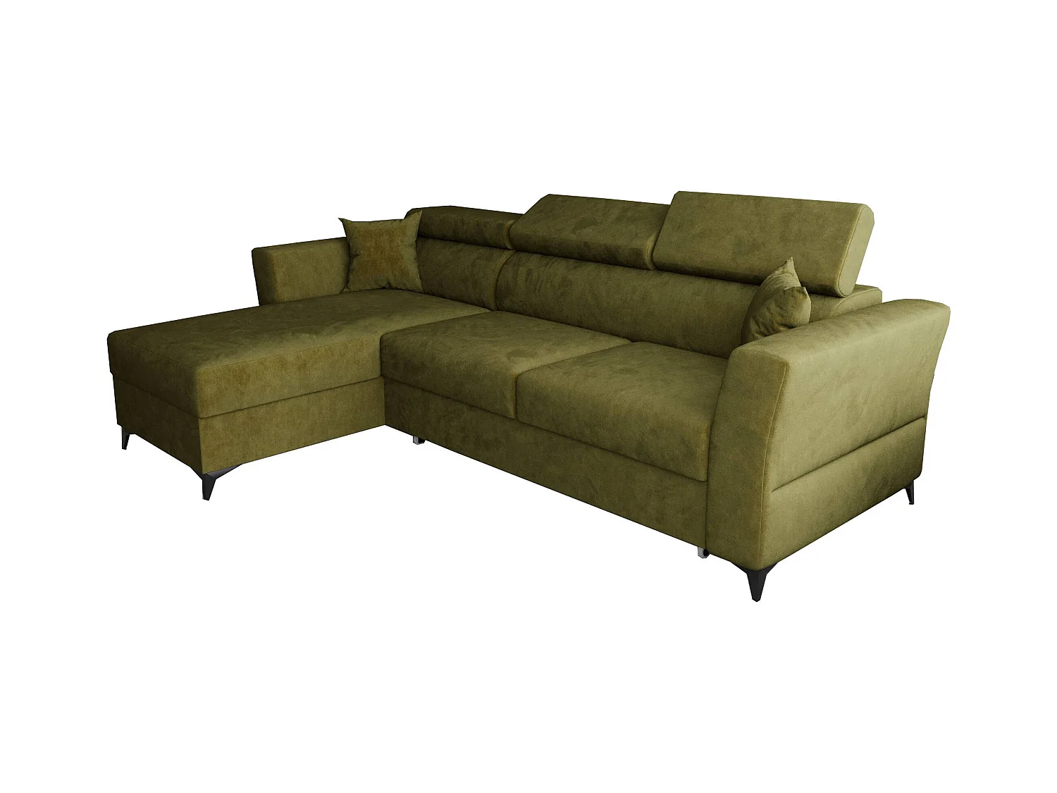 AX LIVING Ecksofa klein mit Schlaffunktion Ribella – 265cm, Olivgrün L