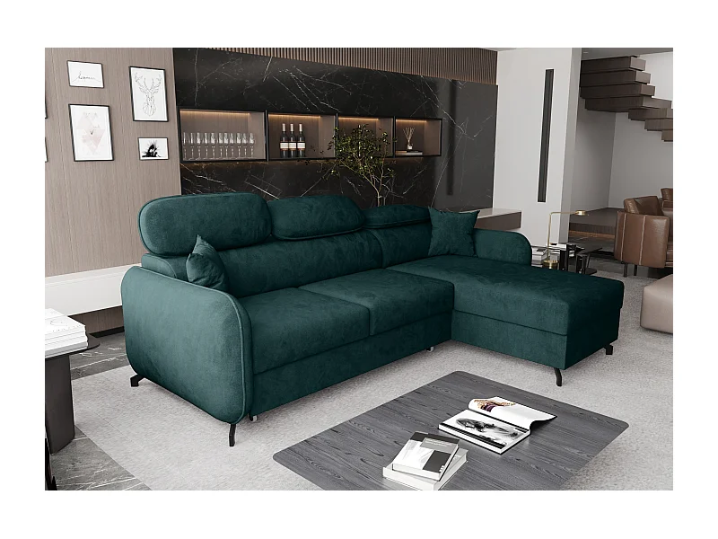 AX LIVING Ecksofa mit Schlaffunktion Ribella 5L-Form 265 Samt Türkis R