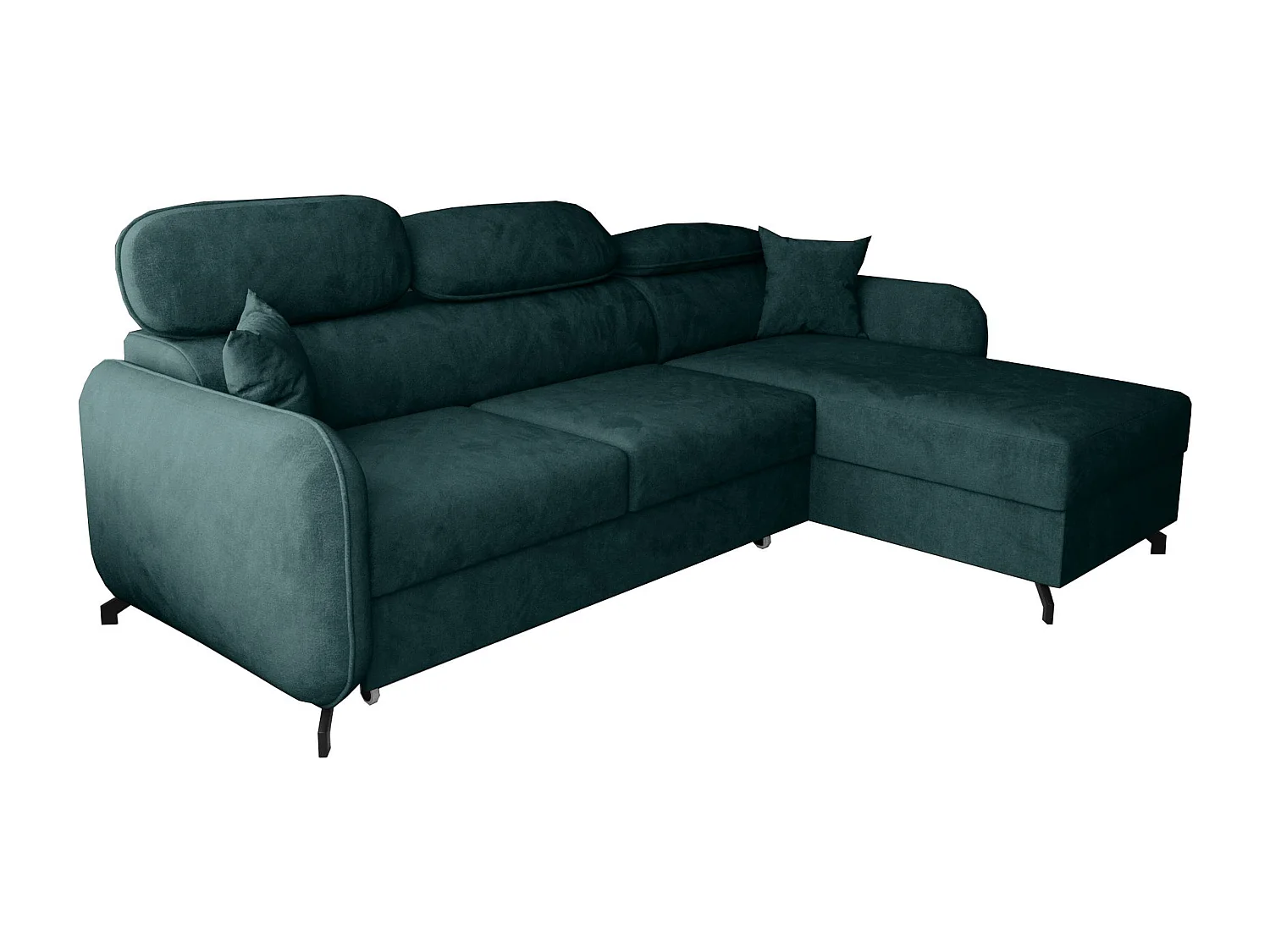 AX LIVING Hoekbank L vorm Ribella 265cm in Azurblauw met Bedfunctie R