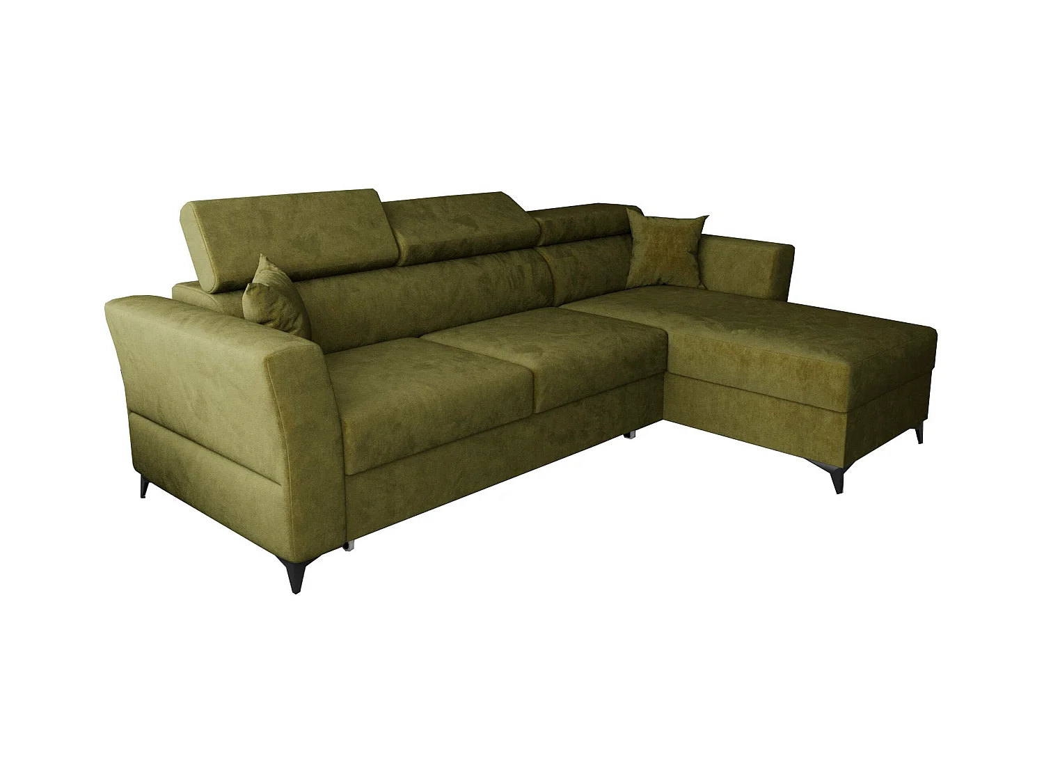 AX LIVING Ecksofa klein mit Schlaffunktion Ribella – 265cm, Olivgrün R