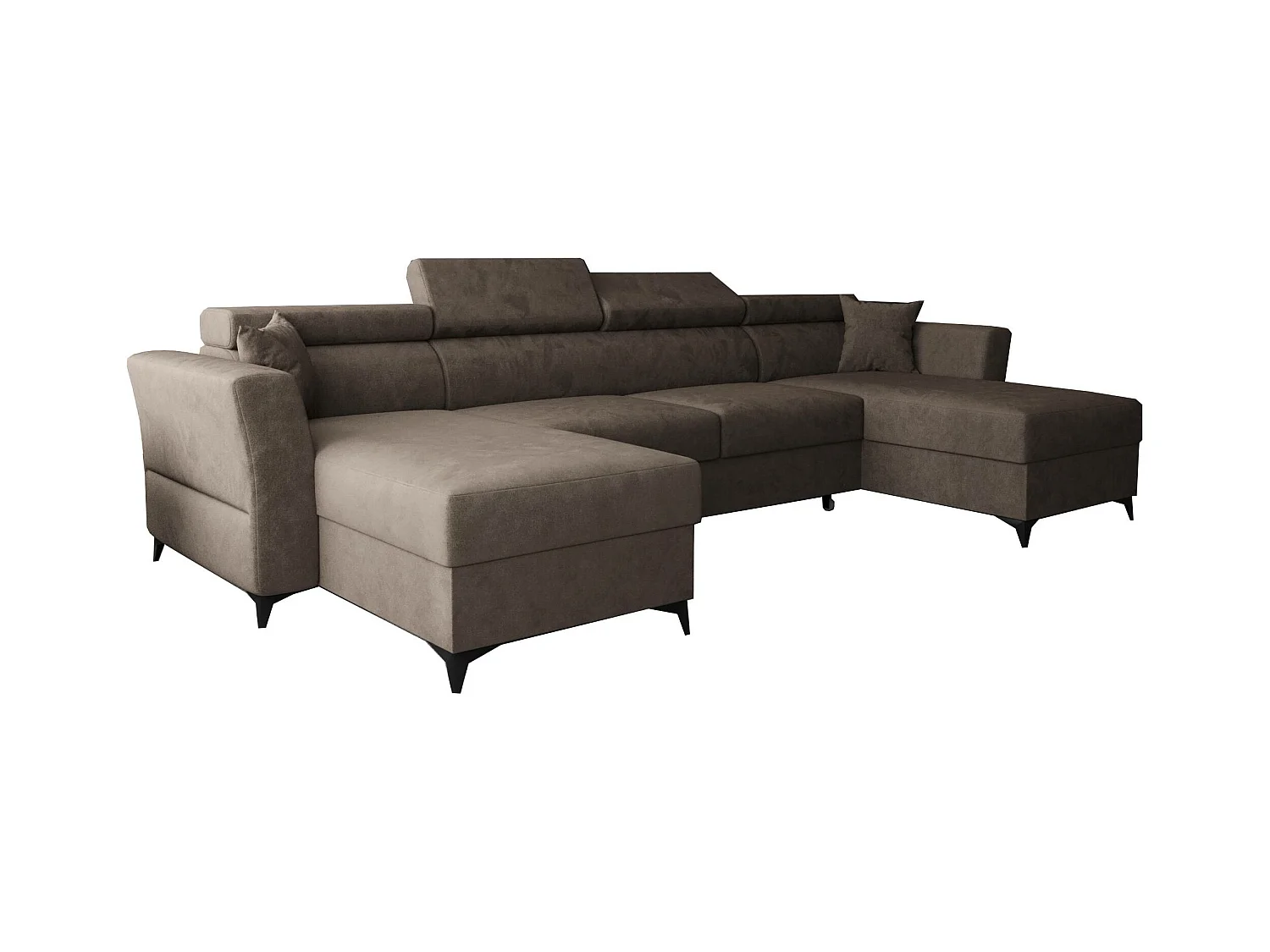 AX LIVING Hoekbank U vorm Ribella 345 cm – bruin met slaapfunctie