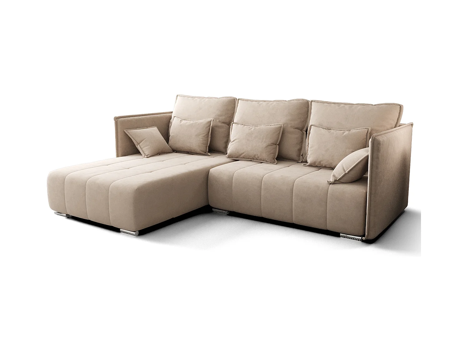 AX LIVING Beige Ecksofa mit Schlaffunktion Florinna 248cm L-Form
