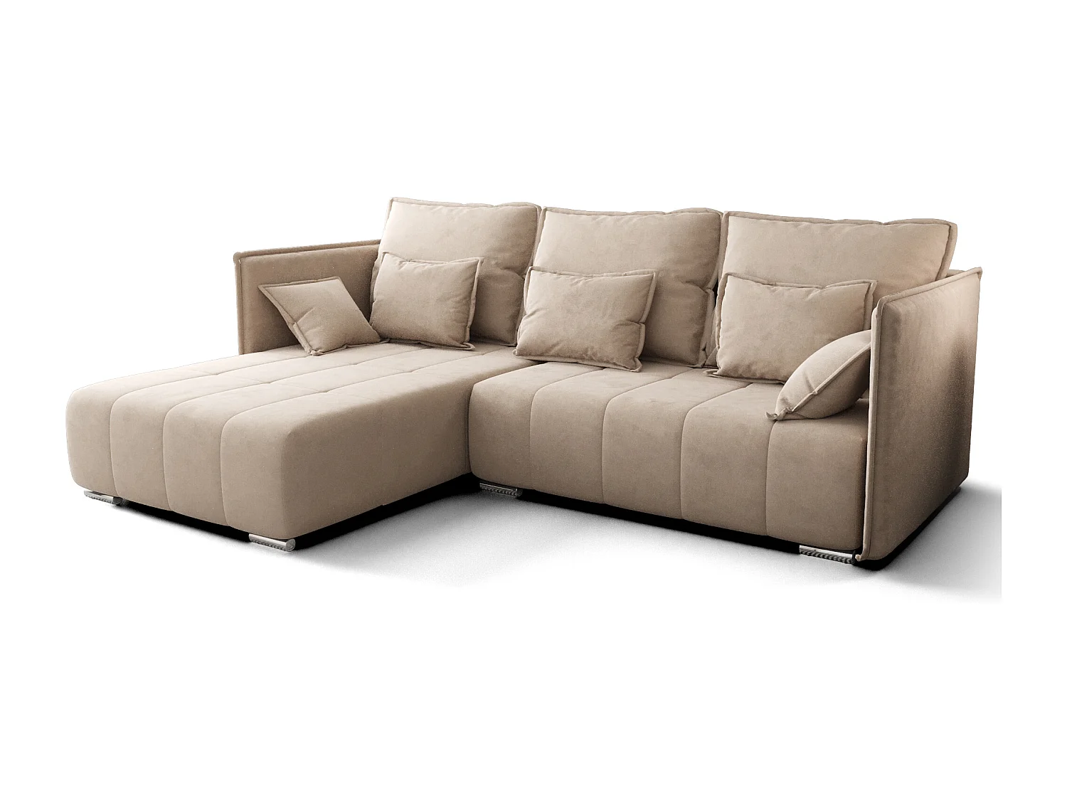 AX LIVING Beige Ecksofa mit Schlaffunktion Florinna 248cm L-Form