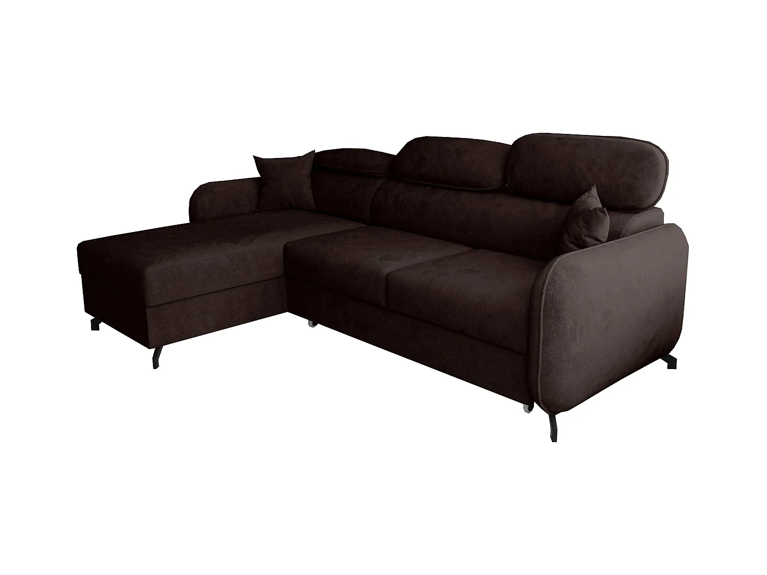 AX LIVING Hoekbank L vorm Ribella 265cm in Chocolade Slaapfunctie L