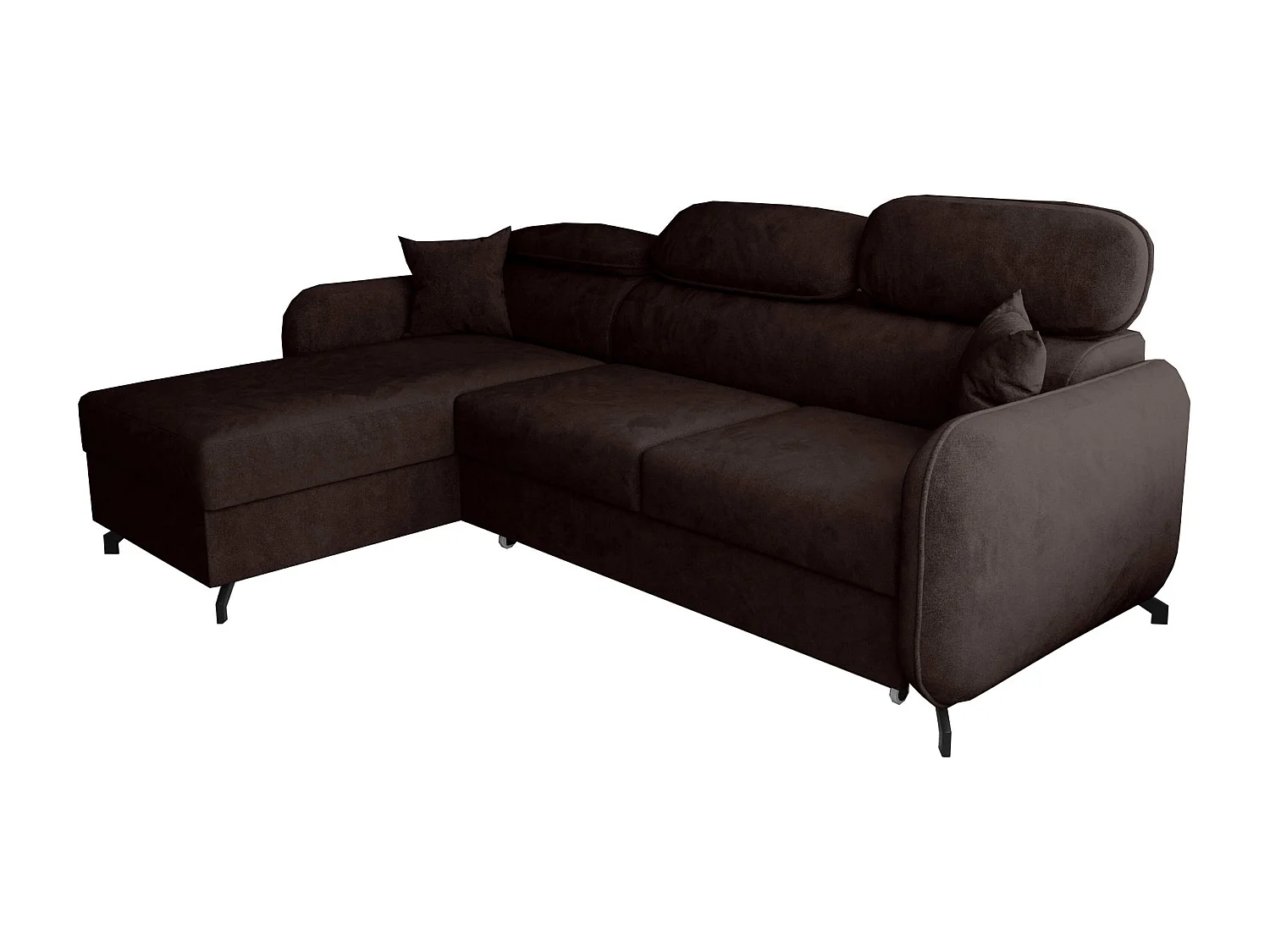 AX LIVING Ecksofa Schlaffunktion Ribella 5L 265cm Samt schokobraun L