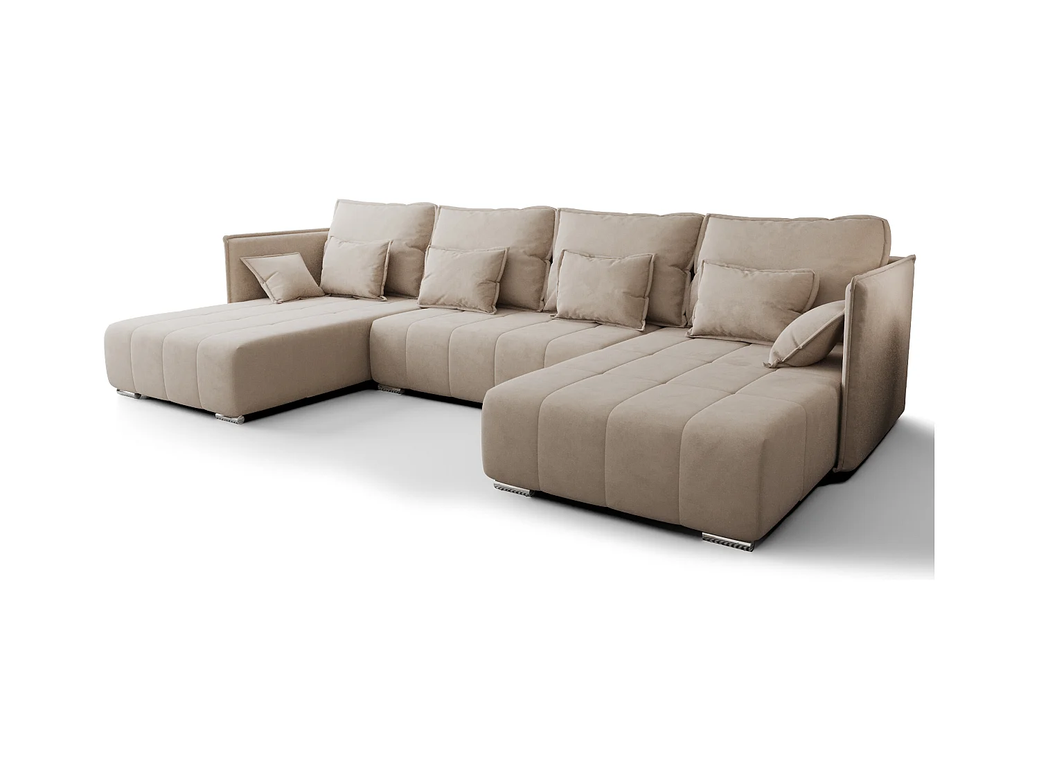 AX LIVING Ecksofa mit Schlaffunktion Beige Florinna 345 cm XXL U