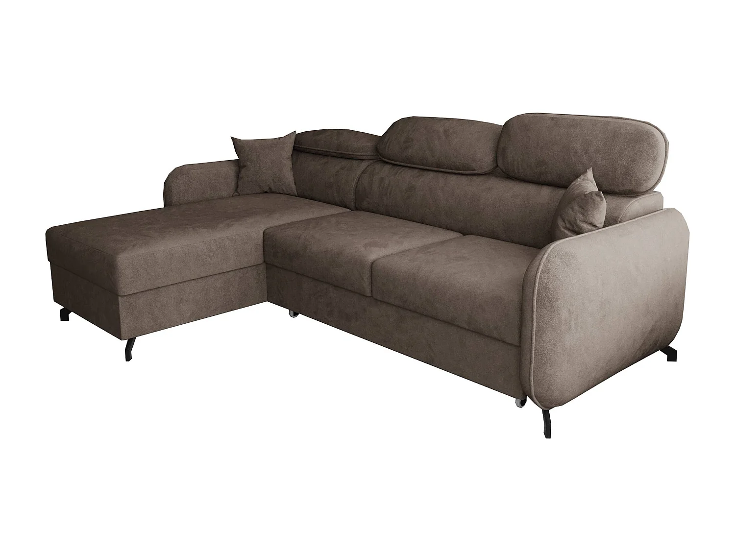 AX LIVING Ecksofa mit Schlaffunktion Ribella 5L-Form 265 Samt Braun L