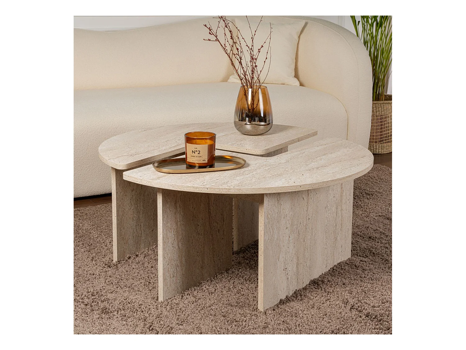 Table basse ronde duo pin atlantique 90cm APIX