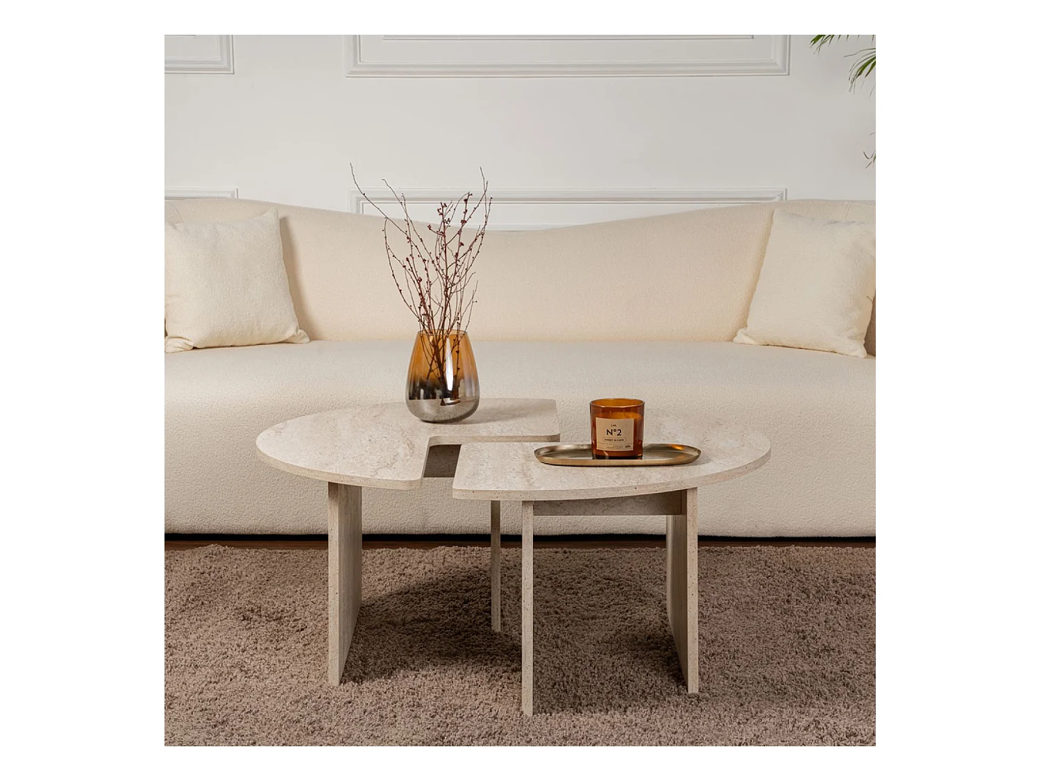 Table basse ronde duo pin atlantique 90cm APIX