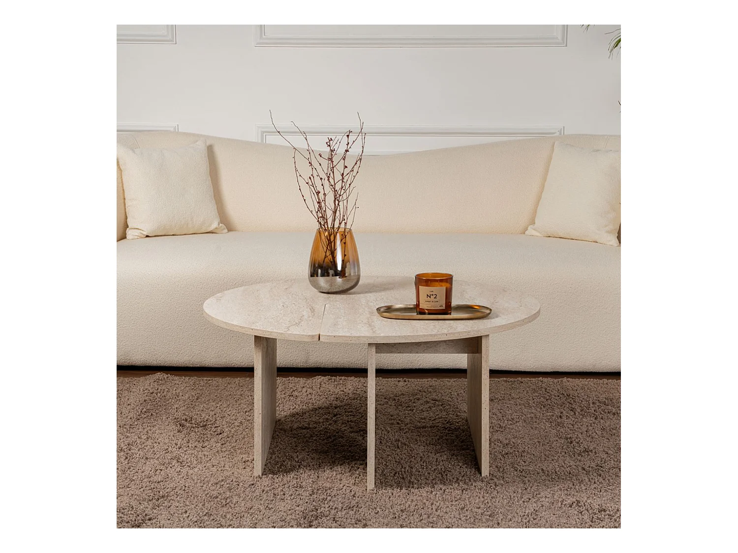 Table basse ronde duo pin atlantique 90cm APIX