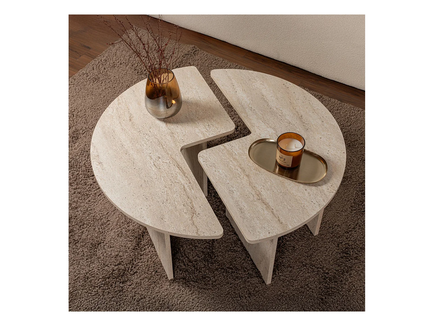 Table basse ronde duo pin atlantique 90cm APIX