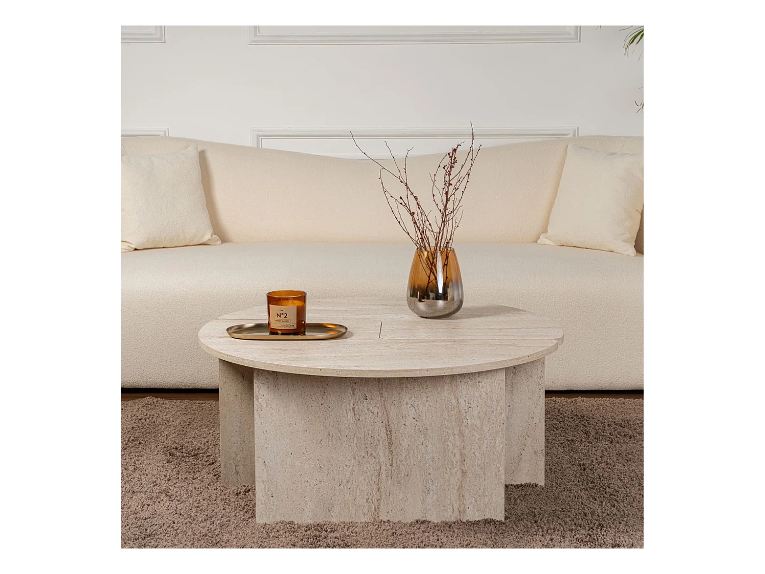 Table basse ronde duo pin atlantique 90cm APIX