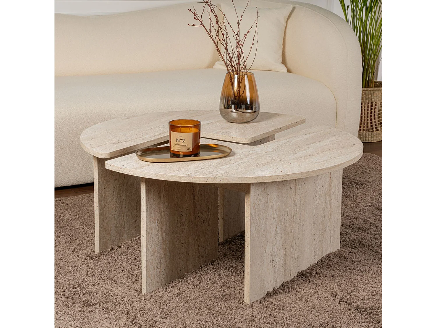 Table basse ronde duo pin atlantique 90cm APIX