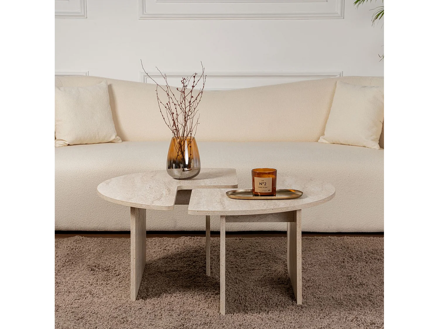 Table basse ronde duo pin atlantique 90cm APIX