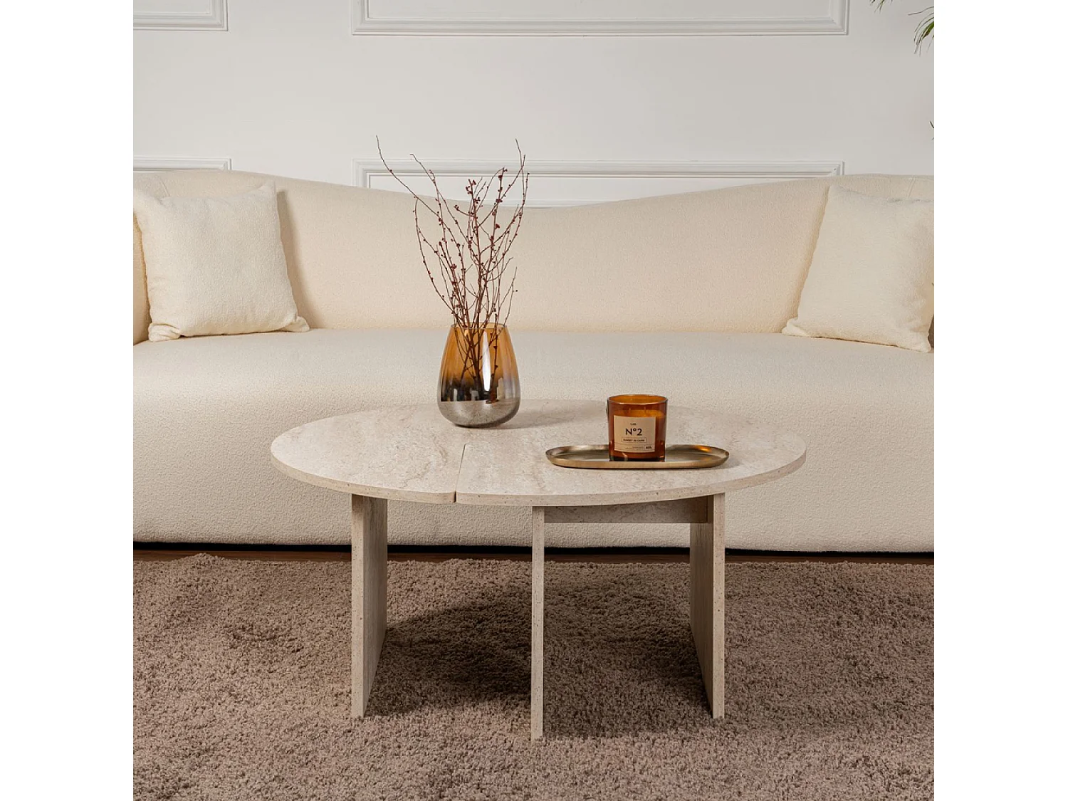 Table basse ronde duo pin atlantique 90cm APIX