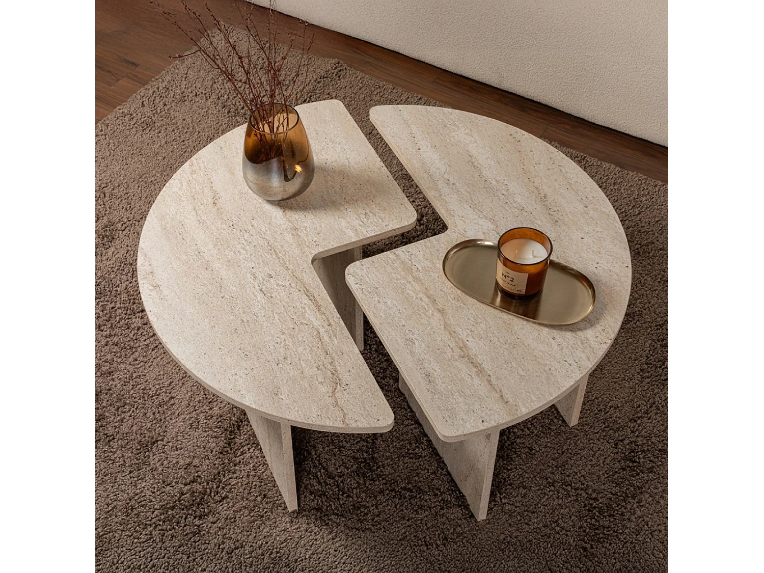 Table basse ronde duo pin atlantique 90cm APIX