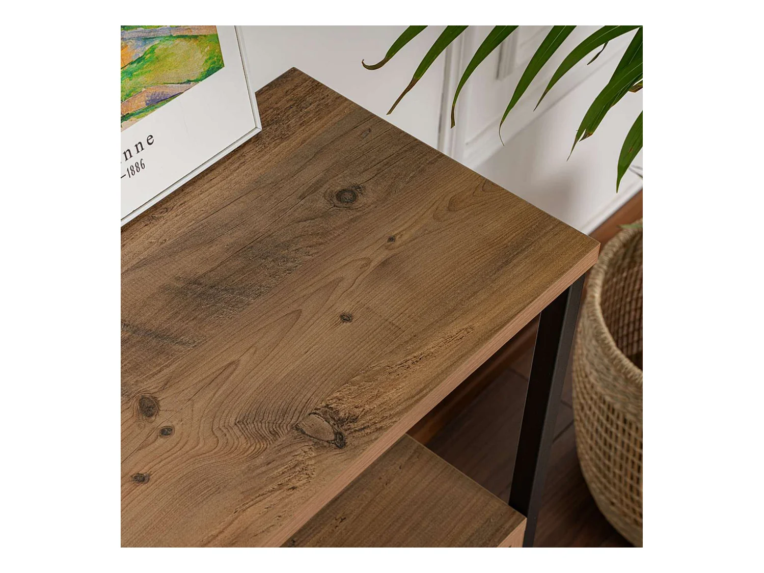 Console avec rangements bois et métal noir 120x77cm SOLIS