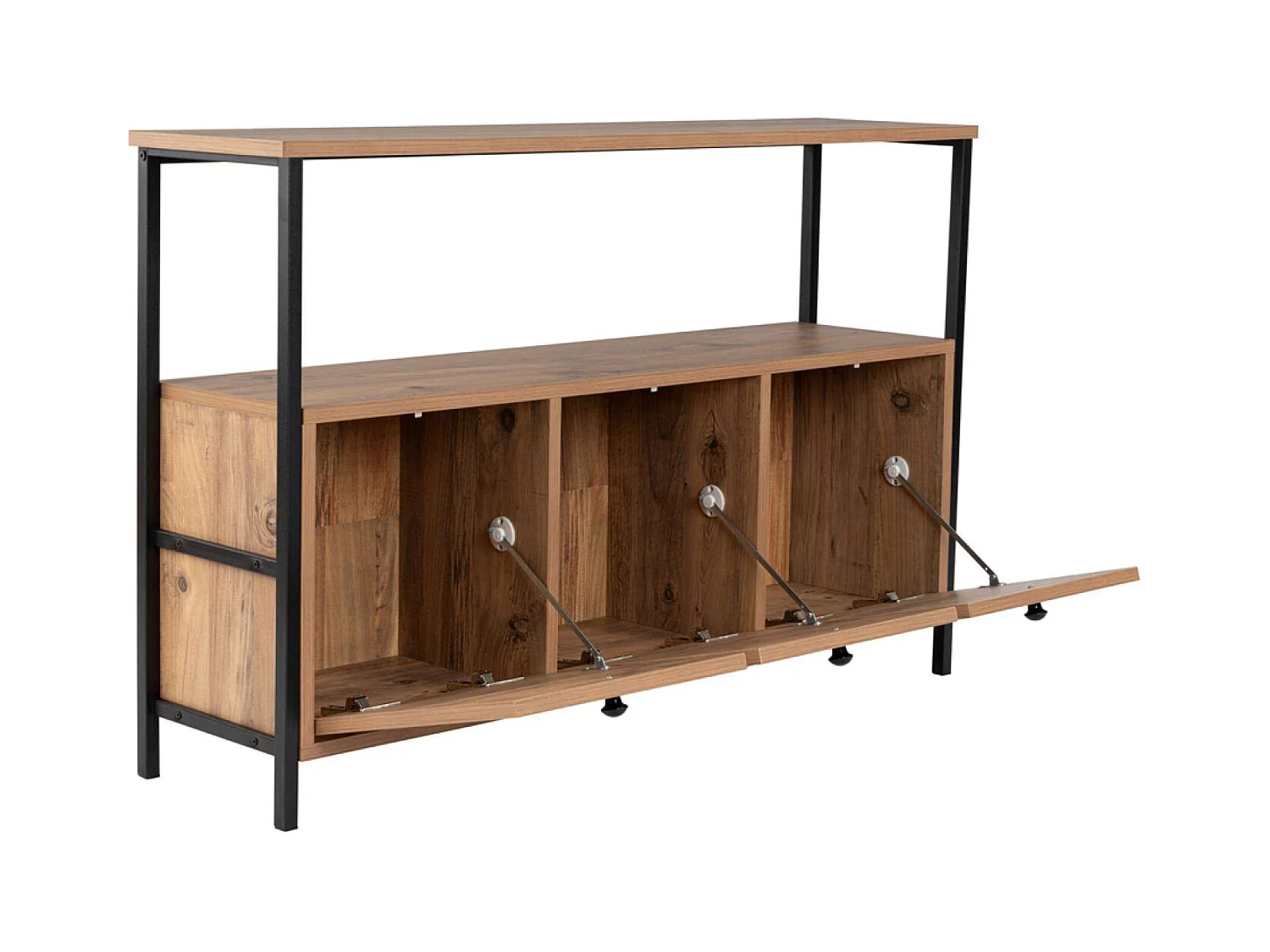 Console avec rangements bois et métal noir 120x77cm SOLIS