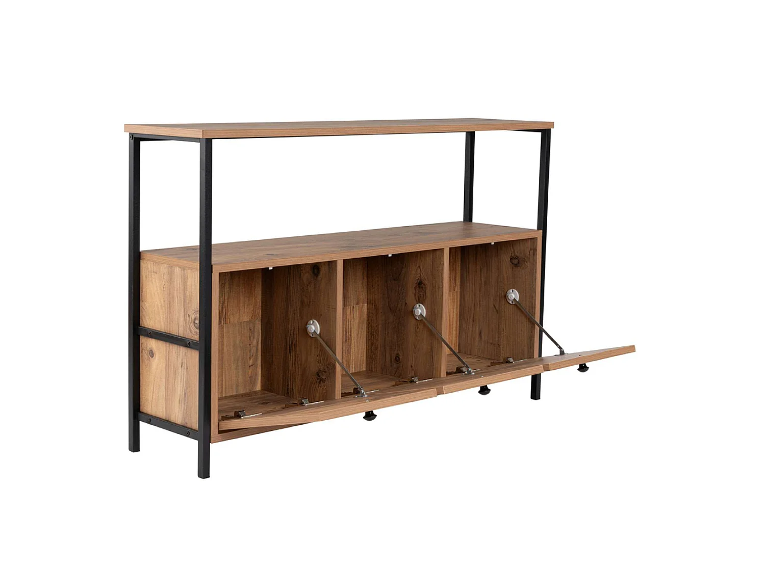 Console avec rangements bois et métal noir 120x77cm SOLIS
