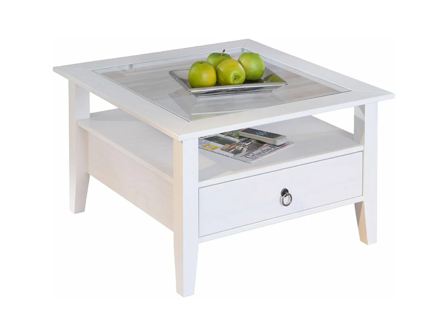 Table Basse Provence 1 Blanc, Dim : 75 x 75 x 45 cm