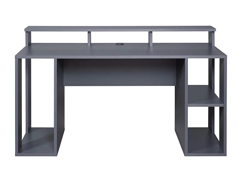 Bureau gamer / bureau informatique en bois coloris gris anthracite - longueur 160 x profondeur 91 x hauteur 67 cm